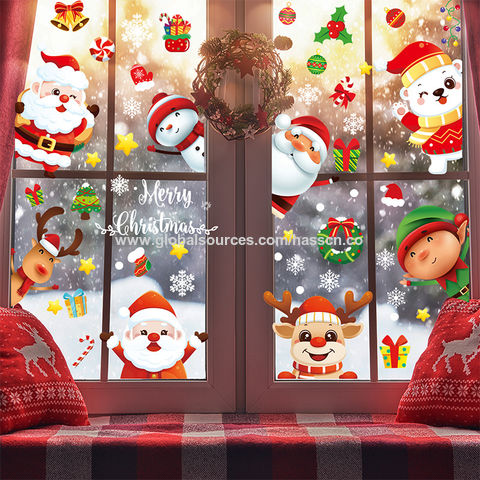 Christmas Decorations Wall Window Stickers Silicone Santa Claus