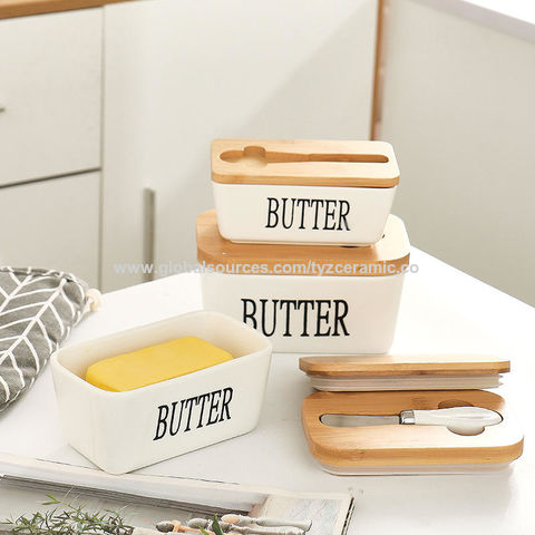 Rectangular Ceramic Butter Dish Restaurant Sealed Storage Box