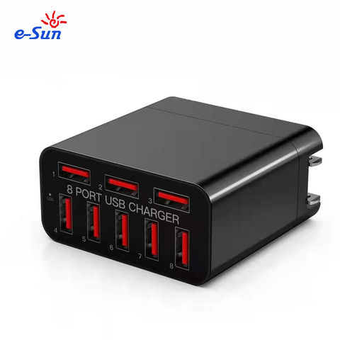 E-sun 60W Multi Port Station de charge 6 Port USB Type-C PD Charger QC3.