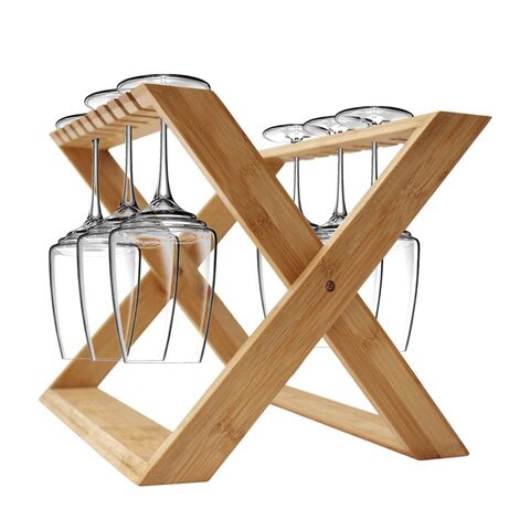 Escorredor de Copos de Vinho Dobrável de Bambu para Cozinha - Suporte de Armazenamento Comercial para Copos de Vinho para Bar, Casa e Adega for sale at factory direct price