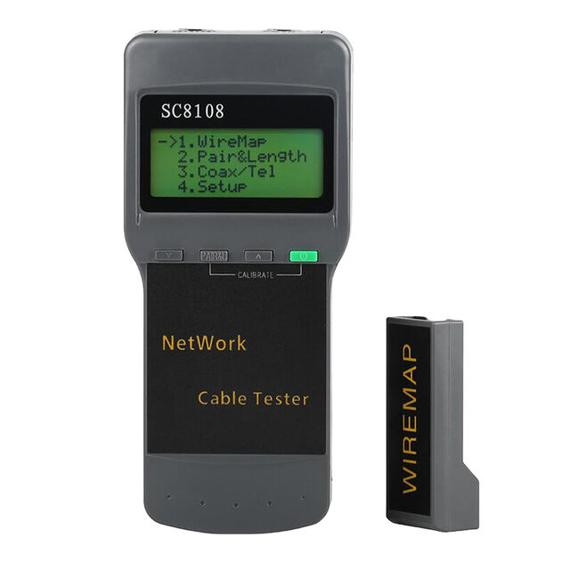 Probador de Cables de Red Inalámbrico Portátil SC8108, Probador y Medidor Digital de Cables LAN para Teléfono con Pantalla LCD RJ45, 5E, 6E Coaxi for sale at factory direct price