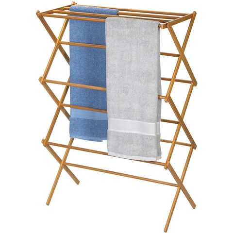 Estante para toallas de mano, toallero de baño, tendedero de suelo estable, tendedero doméstico para baño, madera de bambú