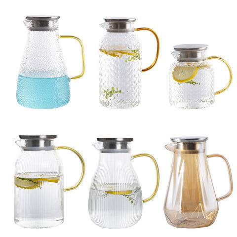 Großhandel Hochborosilikatglas Krug für Tee und Früchte mit Edelstahldeckeln