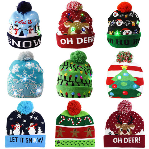 Buy Wholesale China Festival Xmas Party Pompom Led Hats Kids Led Light ...