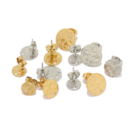 10 pièces/sac Acier Inoxydable 304 Plaqué Or couleur Plaque Plate Boucles d'Oreilles avec Fermoirs pour la Fabrication de Bijoux for sale at factory direct price