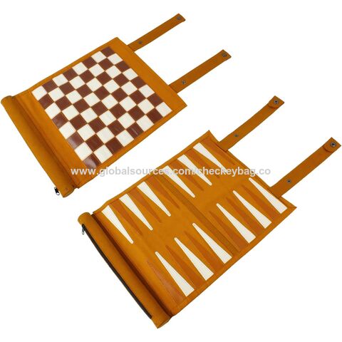 Jeu d'échecs et de backgammon 2 en 1 enroulable, portable en microfibre, jeu de voyage enroulable, jeu de backgammon en cuir