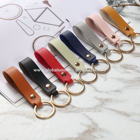 Personalized Leather Keychain Custom Engraved Initial Name Key Fob