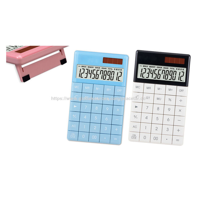 Hi.FANCY Compact 12-Digit Desktop Calculator Dual Power LCD Display