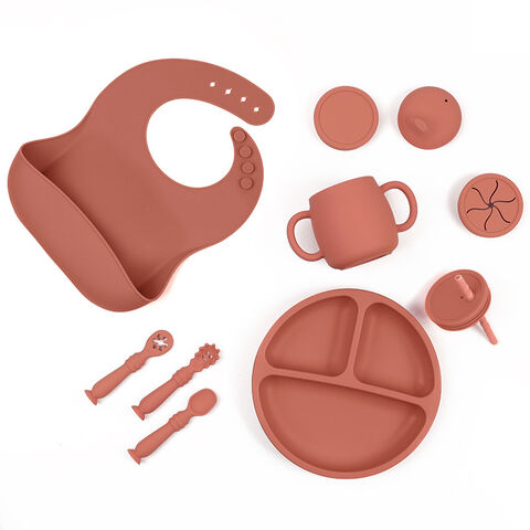 Compre Vajilla De Alimentación Para Niños Sin Bpa, Plato De Silicona Para  Bebés, Plato De Silicona Para Bebés Con Ventosa, Cuenco De Sippy, Conjunto  De Tenedor De Cuchara y Vajilla De Alimentación