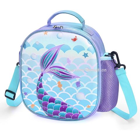 Saco de almoço impermeável isolado 3D de sereia por atacado para piquenique escolar de meninas