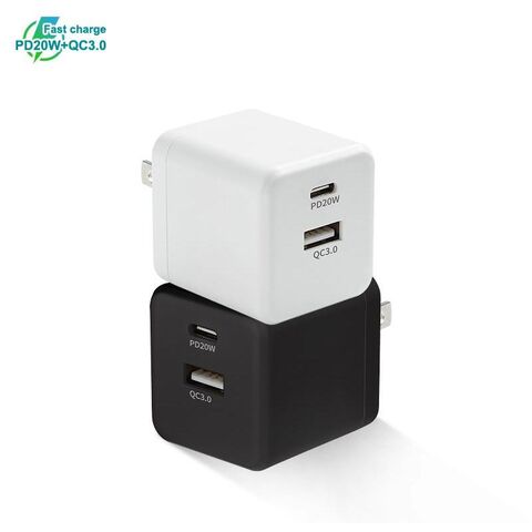 محولات طاقة للسفر PD بقوة 20 واط، كابل USB من النوع C، كابل بيانات، شواحن 20 واط لهواتف iPhone، شحن سريع، شواحن بمقبس أمريكي