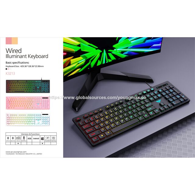 YoungMax - Clavier RGB filaire, clavier gaming à membrane avec rétroéclairage for sale at factory direct price
