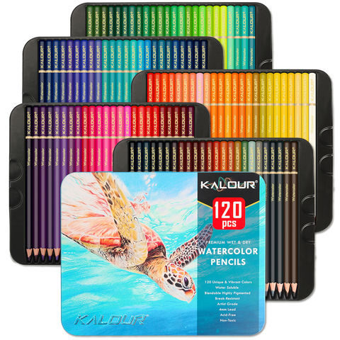 Set de 120 Lápices de Colores para Niños, Juegos de Arte, Papelería Infantil, Lápices de Colores Oleosos en Caja de Lata para Artistas y Principiantes