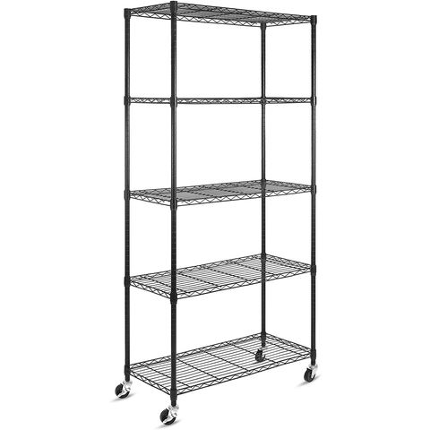 Buy Wholesale China Oem 5 Tier Adjustable Black Wire Shelf With Castor ...