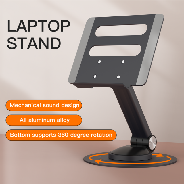 Verstellbarer Laptop-Ständer aus Aluminiumlegierung für den Schreibtisch, mit 360° drehbarer Basis, ergonomischer Laptop-Erhöher für kollaboratives Arbeiten for sale at factory direct price