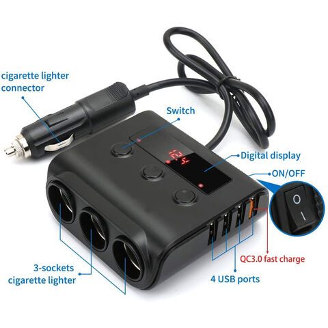 Cigarette Lighter Socket 4 USB Charger Splitter 12V Outlet Power Adapter  Car NEW