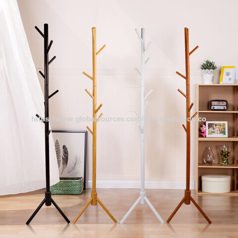 Porte-manteau en bois autoportant à prix d'usine avec 3 hauteurs réglables et 8 crochets pour maison, bureau, entrée, enfants et adultes. for sale at factory direct price