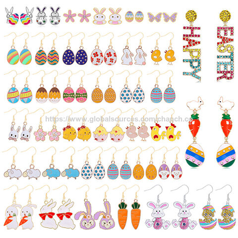 Enamel Rabbit Hoop Earrings main image 0