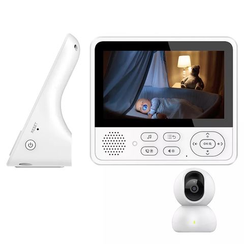 Babyphone vidéo Babycam blanc 2,4 pouces LCD 2.4GHz surveillance sans fil  caméra bébé moniteur avec 7-IR LED Night Vision, Talk bidirectionnel
