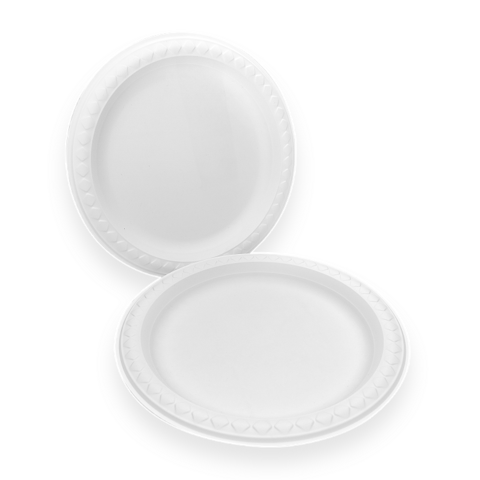 Plant-Based Pearl White Compostable Plates, 9 Inch Round