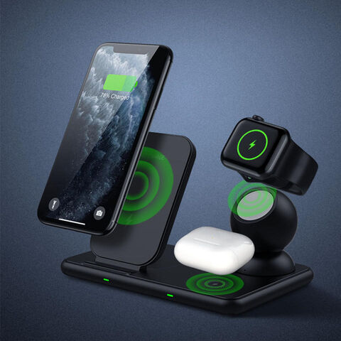 Chargeur téléphone,Station de charge sans fil 4 en 1 pour Apple Watch