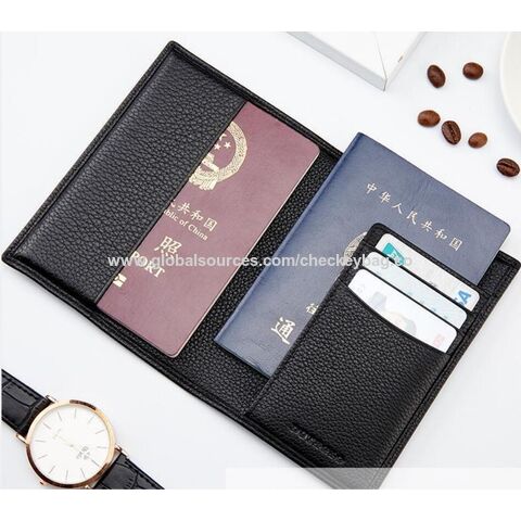 Preço de fábrica, porta-passaportes de couro de qualidade, carteiras de couro de luxo para passaporte, feitas com couro de flor integral for sale at factory direct price