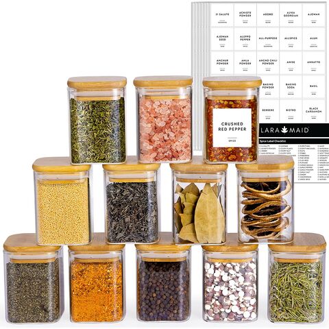 High Quality 7oz 12packs Glass Jars Set With 208 Minimalist Spice