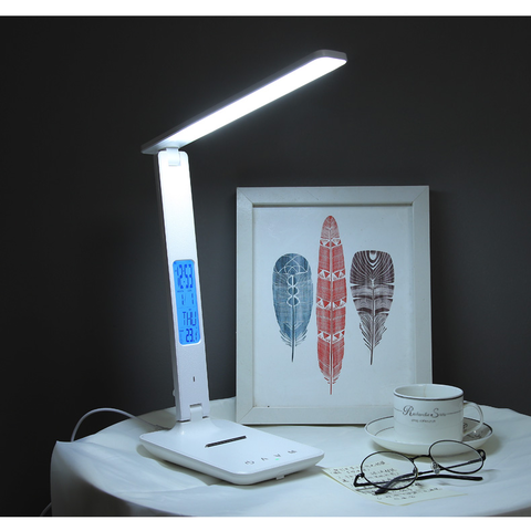 Lampe de bureau LED pliable lampe de table multifonctionnelle avec  calendrier tactile