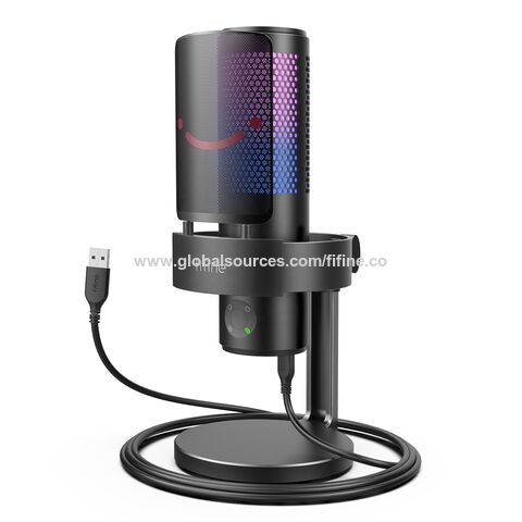 USB Microphone USB à condensateur, RGB Microphone Gaming, Une touche  muet、Le bouton contrôle le volume、Filtre anti-pop en métal, pour le  streaming