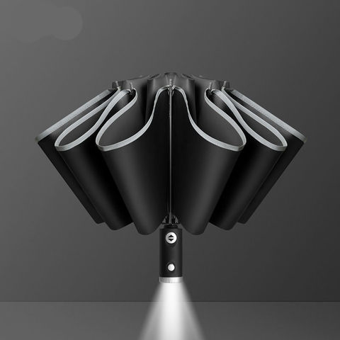 Guarda-chuva Automático Feminino com 10 Raios e Proteção UV, Guarda-chuva Automático Masculino LED com Faixa Refletora, Dobrável em 3 for sale at factory direct price