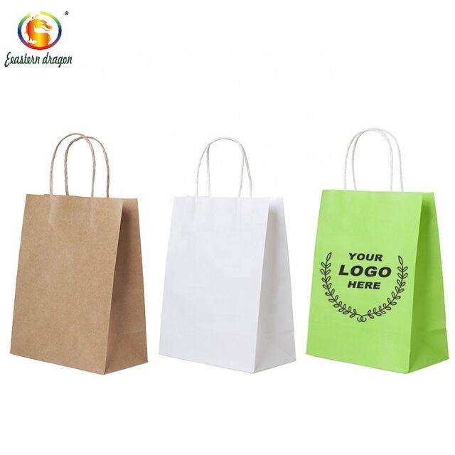 Bolsa de Papel Kraft Personalizada con Asa Retorcida, Grado Alimenticio, 100% Reciclable, Marrón y Blanco - Ideal para Tiendas y Negocios for sale at factory direct price