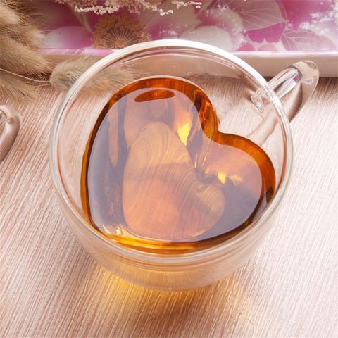 450ML) Double Wall Glass Tea Coffee Cup Heat-resistant Clear Glass