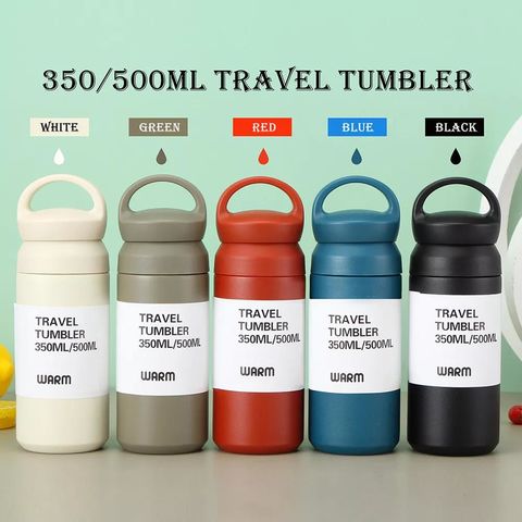 Customized Logo Printed Wholesale Double Lid 350ml 304 Stainless Steel  Water Bottle Double-wall Direct Drink Leakproof Eco-friendly Travel Coffee  Mug