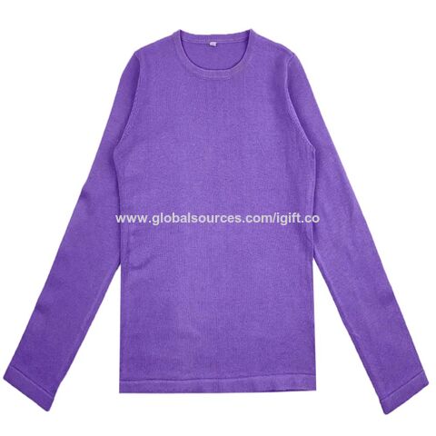 Sedex Damen Strickpullover Lila im Großhandel, Rundhals Baumwoll Strickware Designer Damenpullover