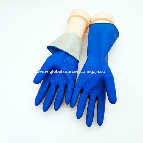 Gants de Vaisselle en Latex non-doublés Bleu, gr 10