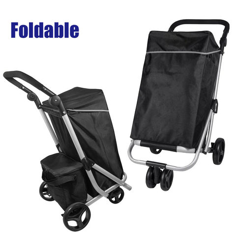  Carrito de compras plegable portátil – 4 ruedas que se