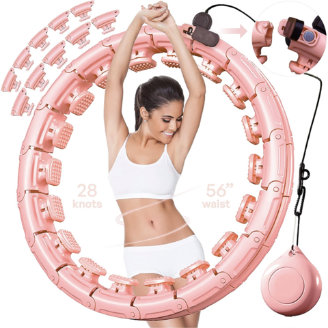 Weighted Exercise Hoop for Adults Weight Loss Knots Infinity Fitness Hoop  with Extra Links 2 in 1 Adjustable and Detachable