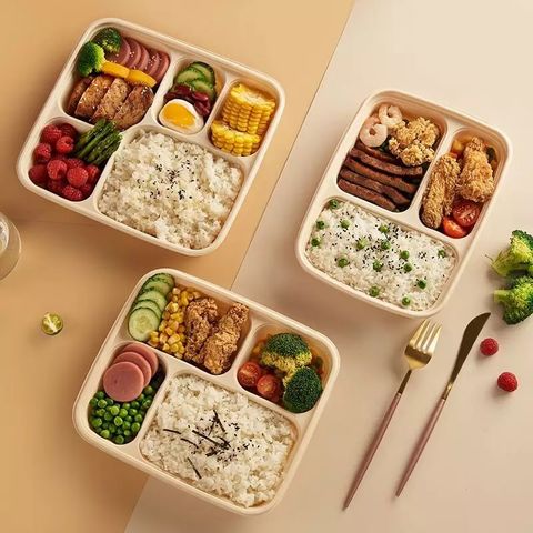 Lot De 50 Boîtes De Menu Jetables En Canne à Sucre 1200 Ml - DeinPack - Bols Compostables Sans Plastique, Idéal Pour Traiteur, Resto Et Emportez