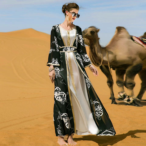Velvet Autumn Winter Morocco Luxury Muslim Women Abaya V-neck Maxi