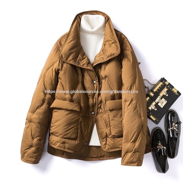 Chaquetas de plumas para mujer al por mayor de alta calidad, con relleno de plumón, para exteriores, moda, negocios, casual, para damas.