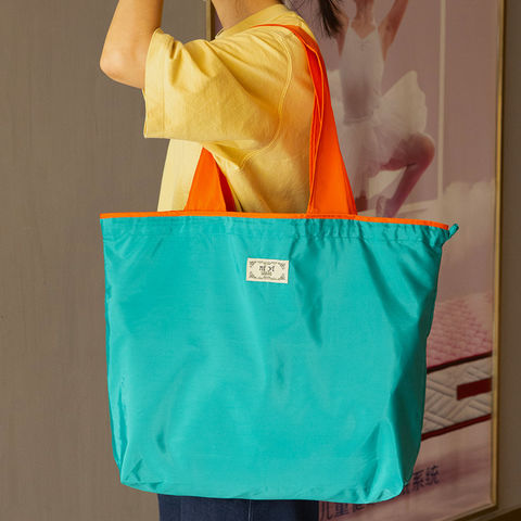 Buy Wholesale China New Arrival Wholesale Reusable Women Handbag Large  Capacity Waterproof Nylon Tote Bag Casual Drawstring Foldable Shopping Bag  & Shopping Bag at USD 0.9