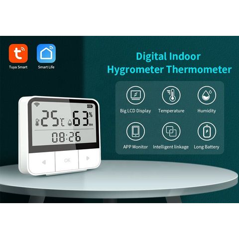 Indoor Hygrometer Thermometer with LCD Display Support Alexa Google Home  Tuya Smart WiFi Temperature Sensor Humidity Detector - China Tuya Smart  Temperature Detector, Temperature and Humidity Detector