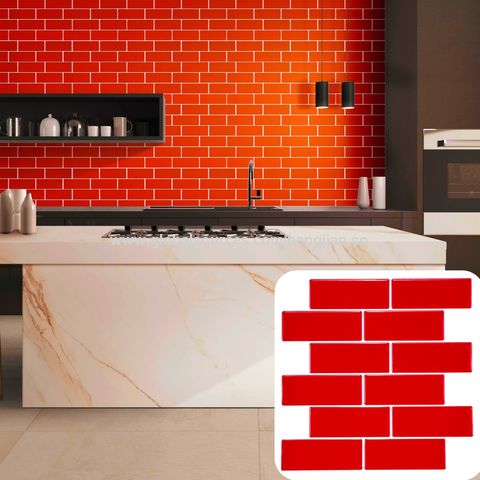 Buy Wholesale China This Is A Red 3d Waterproof And Oil Proof Modern Kitchen  Tile Peel And Stick Wallpaper For Home Decoration & Wallpaper at USD  |  Global Sources