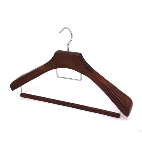 Natural Wide Shoulder Suit Hanger W/ Flocked Bar (17.5 x 2)