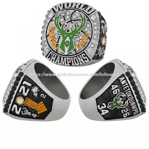 Anillo de campeonato personalizado para torneos, anillo de campeonato de los Milwaukee Bucks, anillo de aleación de zinc