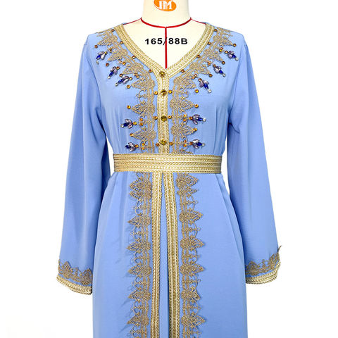 Evening Party Dresses Handsewn Diamonds Off The Shoulders Belted Abayas Moroccan Saudi Women Kaftan Islamic Clothing