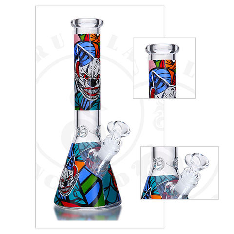 Sirui Wholesale Glass Smoking Water Pipe Glass Bong Dab Rig Cartoon Funny Sticker Decal Downstem Ice Catcher Beaker Tobacco for sale at factory direct price