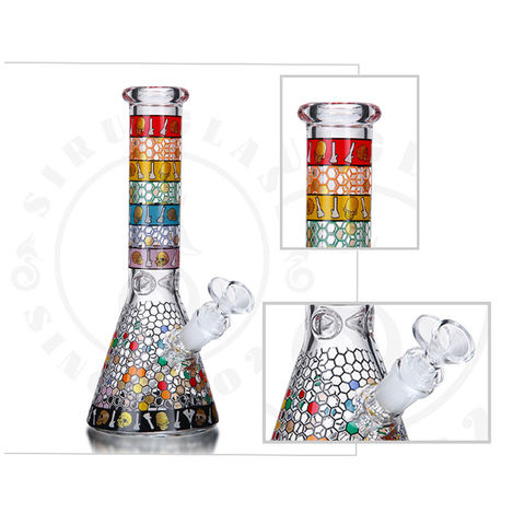 Sirui Wholesale Glass Smoking Water Pipe Glass Bong Dab Rig Cartoon Funny Sticker Decal Downstem Ice Catcher Beaker Tobacco for sale at factory direct price