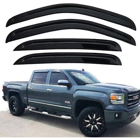LLPTA 4pc Smoke W/ Chrome Trim Sun/Rain Guard Window Visors For 2013-2019 Ford Fusion - Tape/Clip On