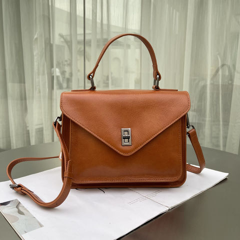 Retro Small Square Bag Female Genuine Leather Handbag Crossbody